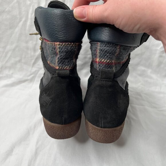 coolway Black Leather Plaid trim Lace Up Ankle Boots US 7 - Picture 11 of 14